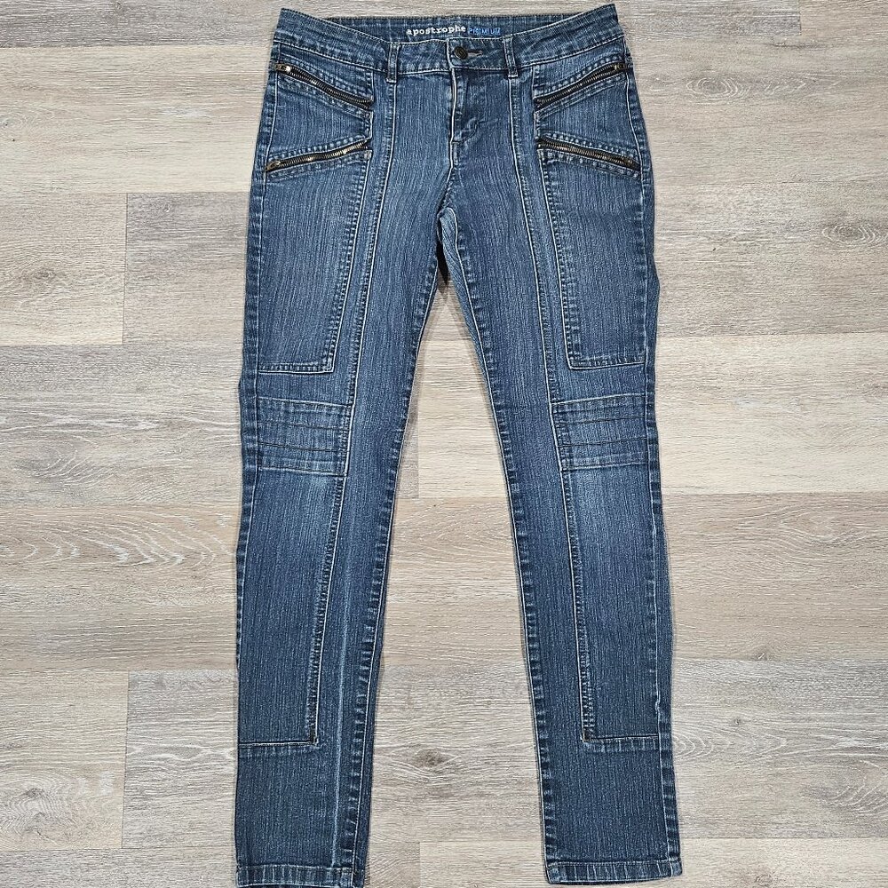 Apostrophe Premium Blue Zip Pocket Stretch Skinny Jeans Size 6